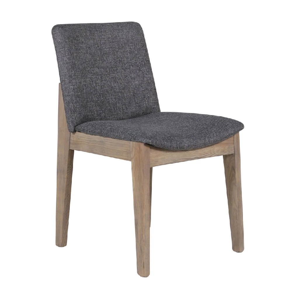 Read more about Fenwick wooden dining chair with fabric seat in dark grey