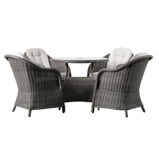 Ferax Outdoor 4 Seater Dining Set In Grey Weave Rattan_3