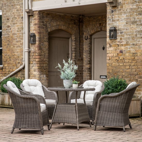 Ferax Outdoor 4 Seater Dining Set In Natural Weave Rattan