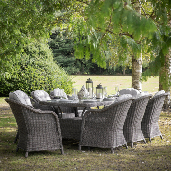 Read more about Ferax outdoor 8 seater dining set in grey weave rattan