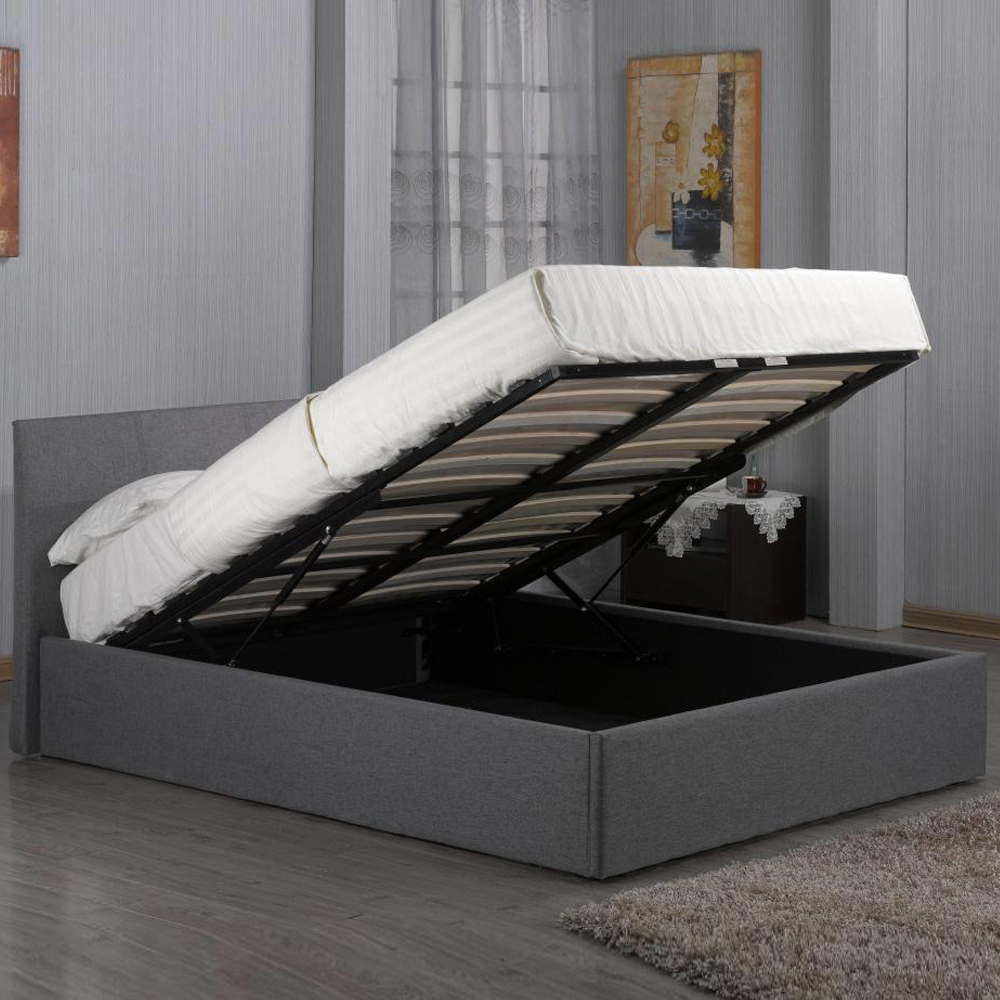 Feray Fabric Ottoman Storage Single Bed In Grey