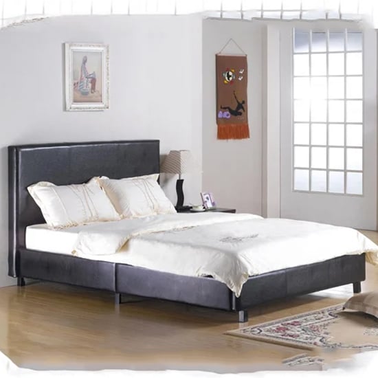 Product photograph of Feray Faux Leather King Size Bed In Black from Furniture in Fashion