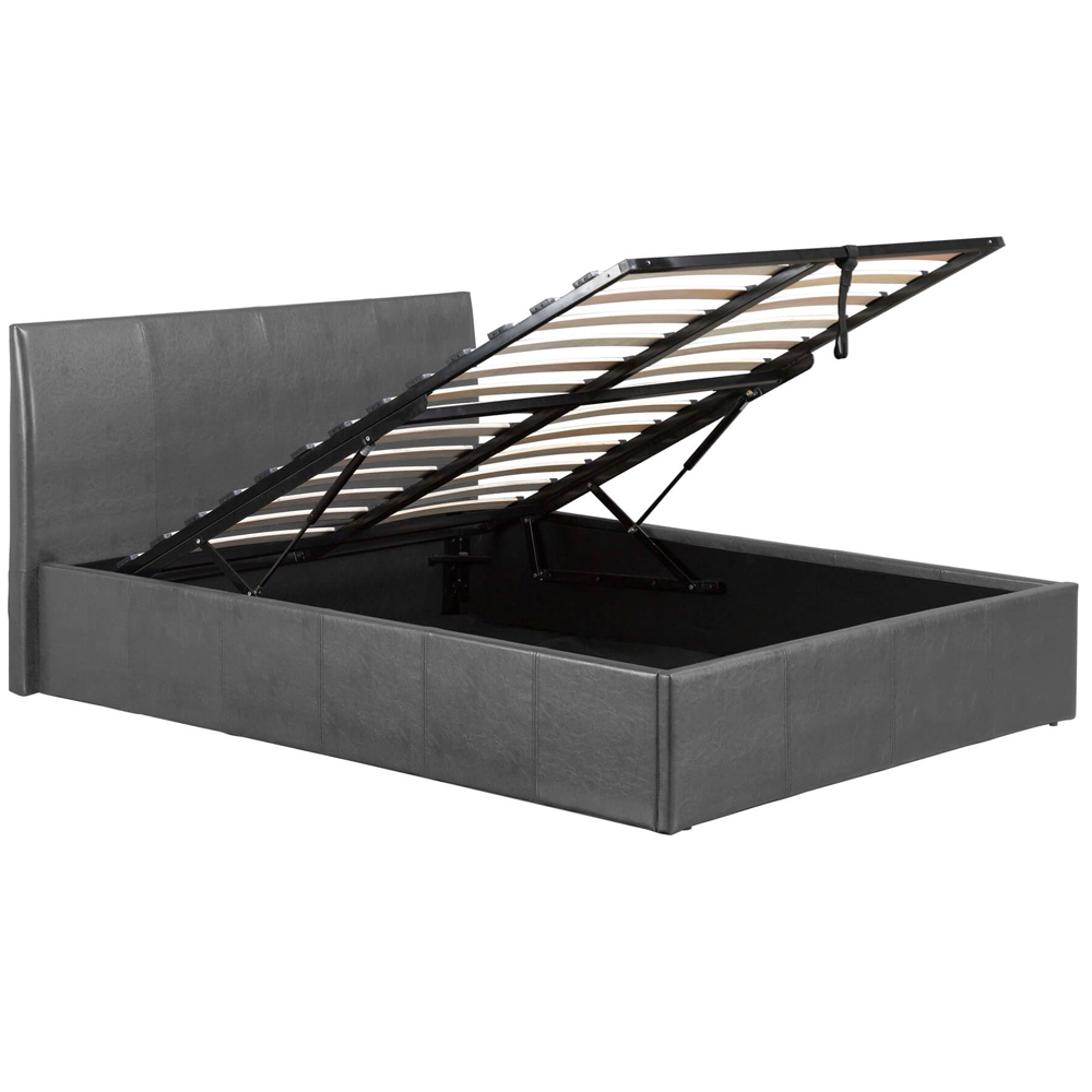 Feray PU Leather Ottoman Storage Double Bed In Grey