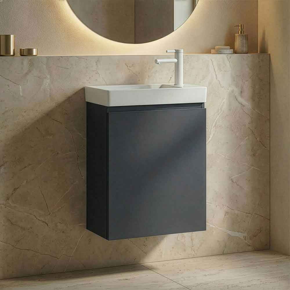 Ferla 400mm Wooden Wall Mounted Vanity Unit & Basin with 1 Door in Matte Anthracite