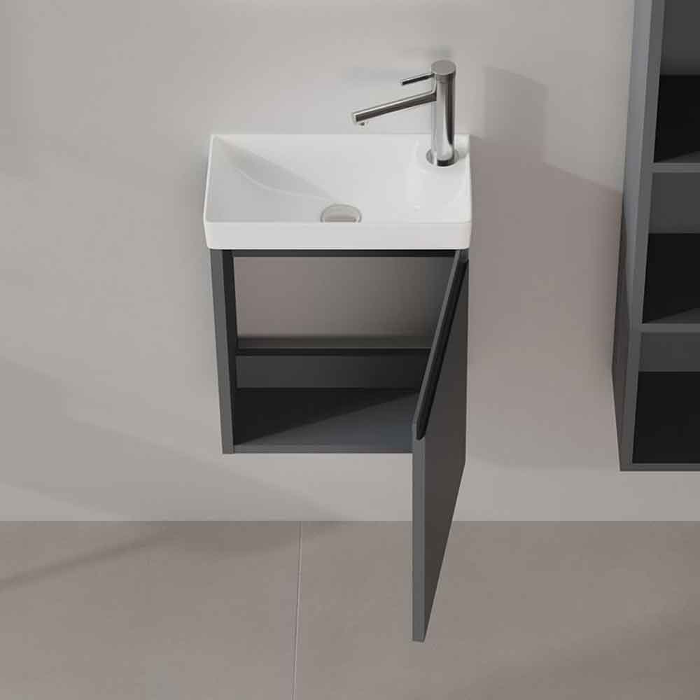 Ferla 400mm Wooden Wall Mounted Vanity Unit & Basin with 1 Door in Matte Anthracite