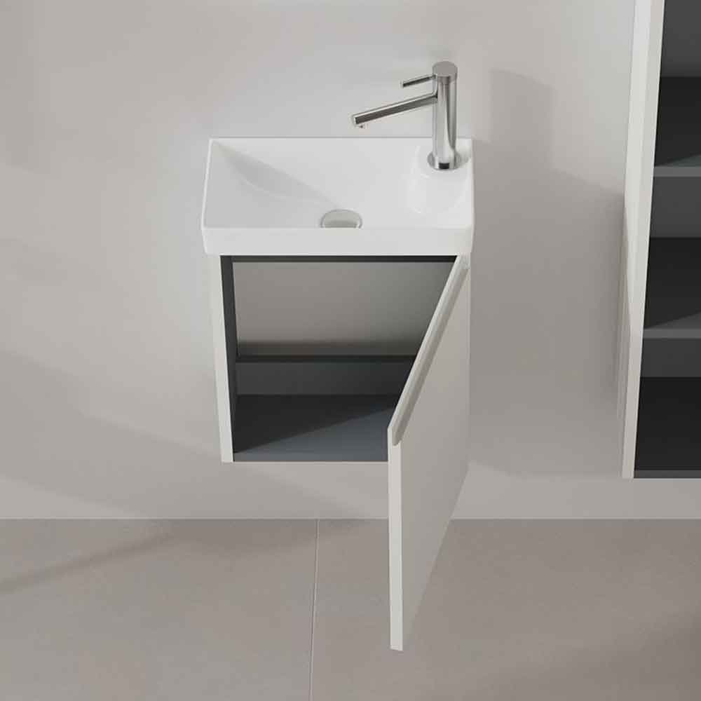 Ferla 400mm Wooden Wall Mounted Vanity Unit & Basin with 1 Door in Matte Cashmere