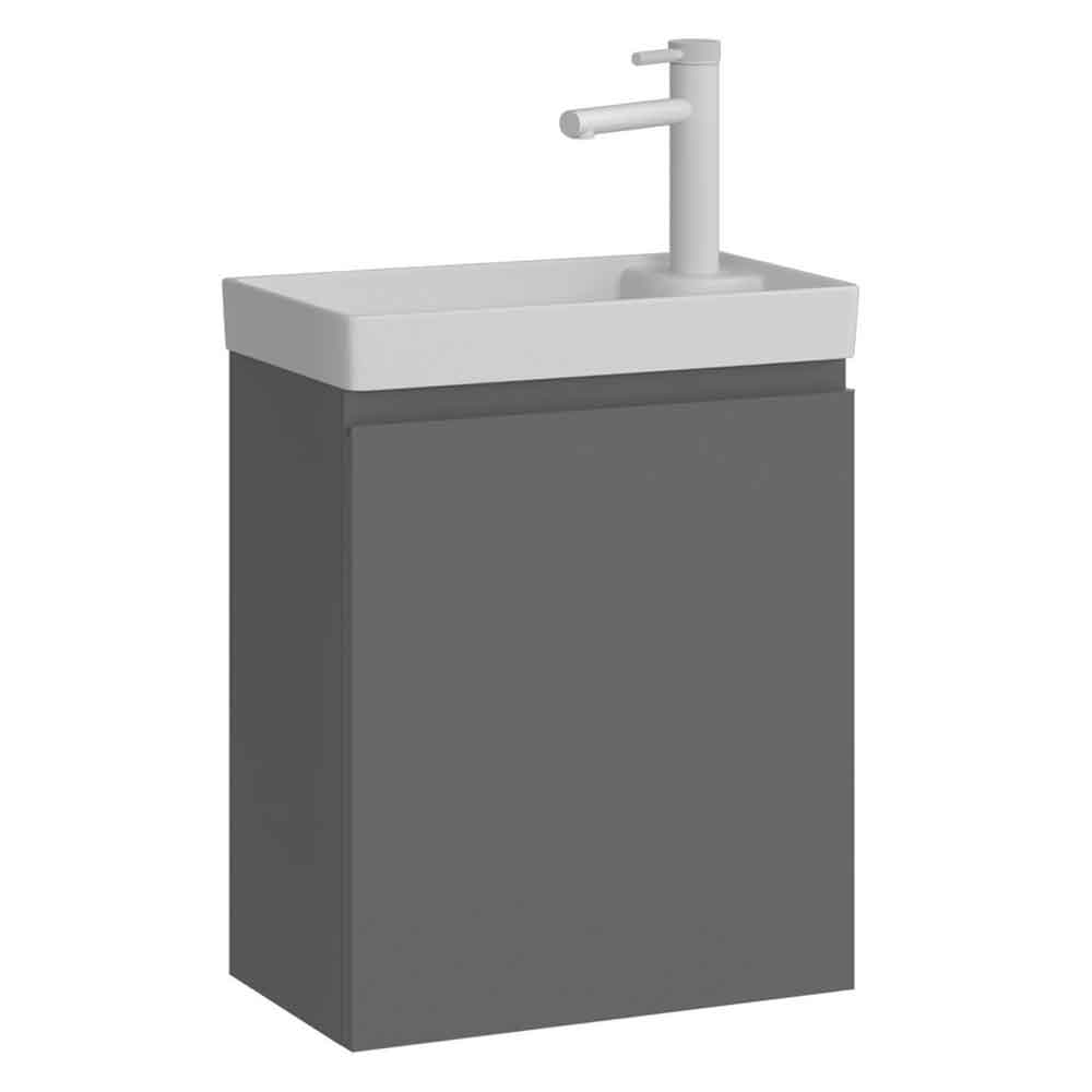 Ferla 400mm Wooden Wall Mounted Vanity Unit & Basin with 1 Door in Matte Grey