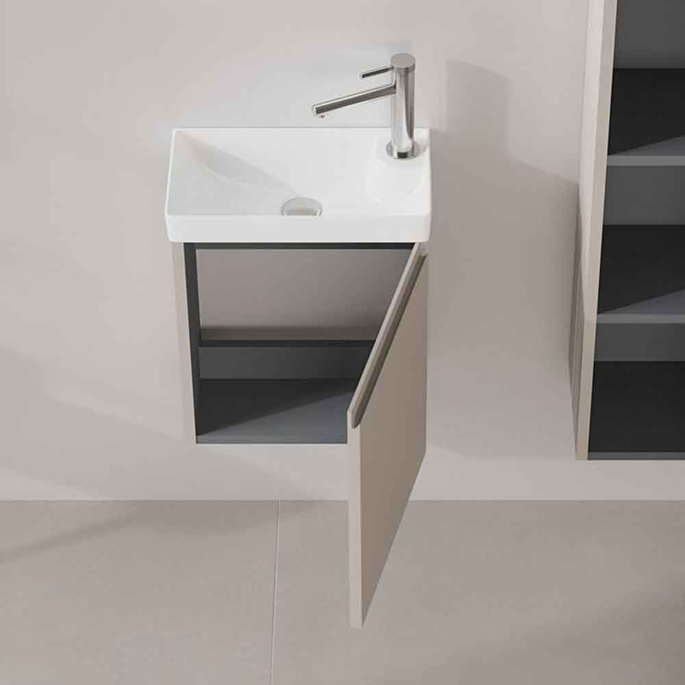 Ferla 400mm Wooden Wall Mounted Vanity Unit & Basin with 1 Door in Matte Mink