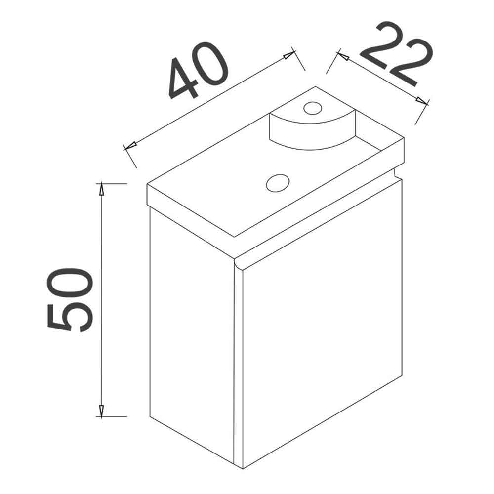Ferla 400mm Wooden Wall Mounted Vanity Unit & Basin with 1 Door in Matte Mink