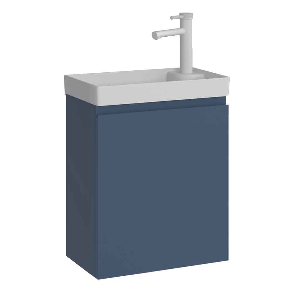 Ferla 400mm Wooden Wall Mounted Vanity Unit & Basin with 1 Door in Petrol Blue
