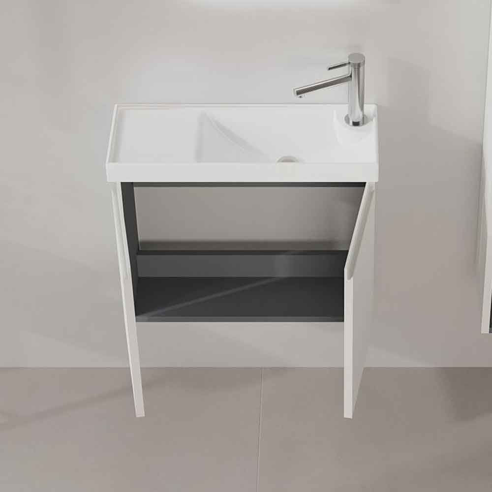Ferla 600mm Wooden Wall Mounted Vanity Unit & Basin with 2 Doors in Matte Cashmere