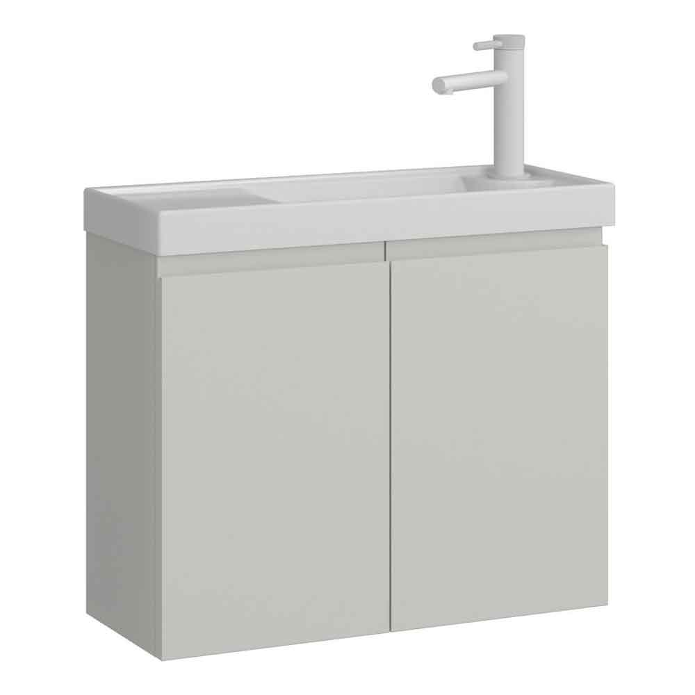 Ferla 600mm Wooden Wall Mounted Vanity Unit & Basin with 2 Doors in Matte Cashmere