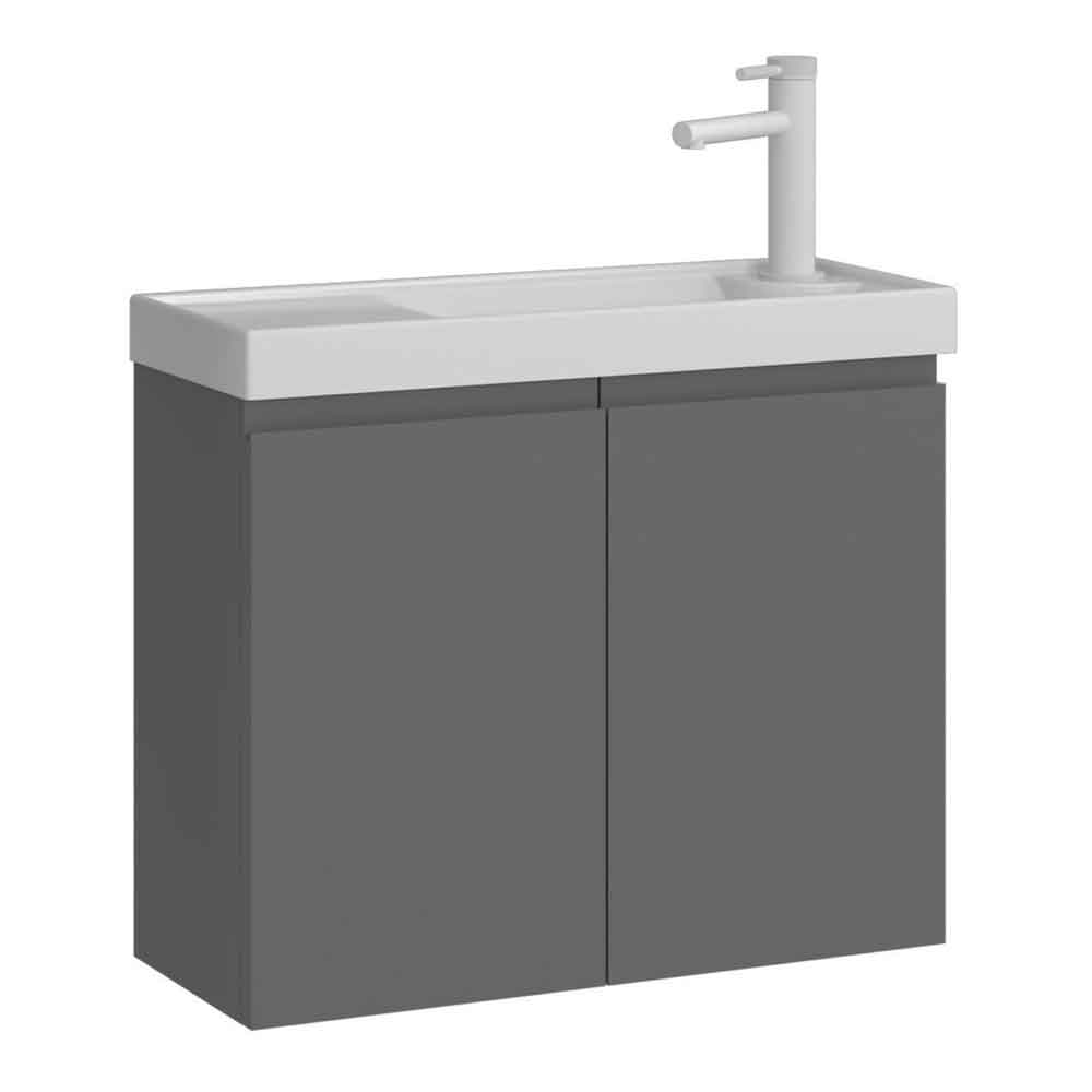 Ferla 600mm Wooden Wall Mounted Vanity Unit & Basin with 2 Doors in Matte Grey