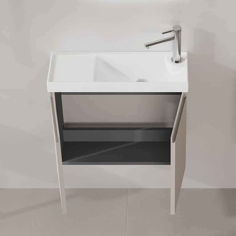 Ferla 600mm Wooden Wall Mounted Vanity Unit & Basin with 2 Doors in Matte Mink