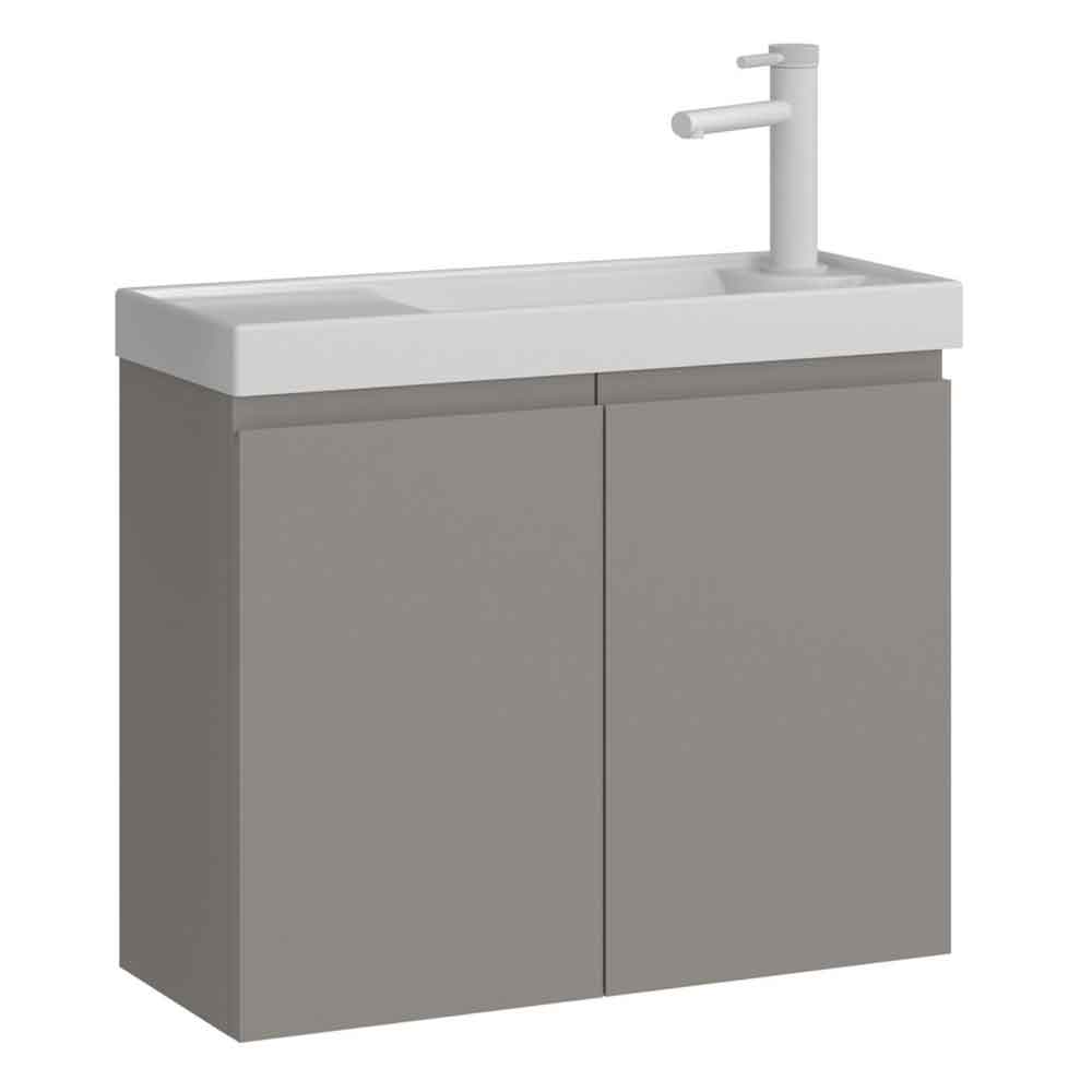 Ferla 600mm Wooden Wall Mounted Vanity Unit & Basin with 2 Doors in Matte Mink