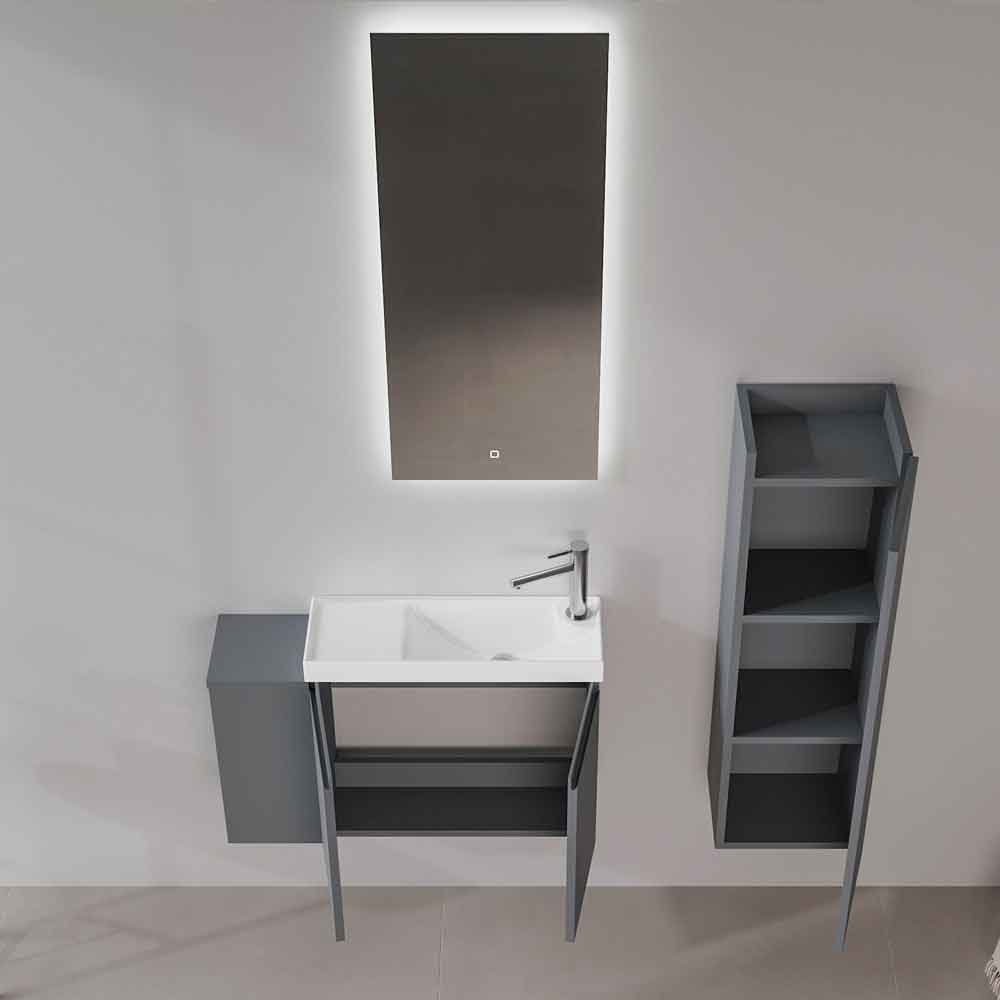 Ferla 800mm Wooden Wall Mounted Vanity Unit & Basin with 2 Doors in Matte Anthracite