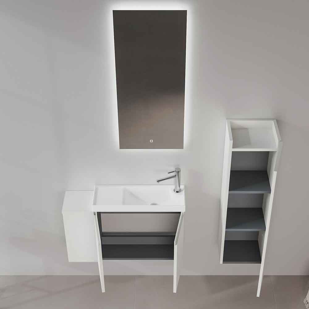 Ferla 800mm Wooden Wall Mounted Vanity Unit & Basin with 2 Doors in Matte Cashmere