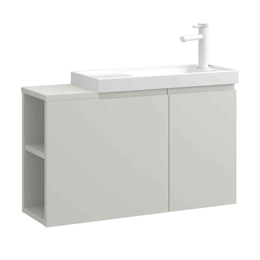 Ferla 800mm Wooden Wall Mounted Vanity Unit & Basin with 2 Doors in Matte Cashmere