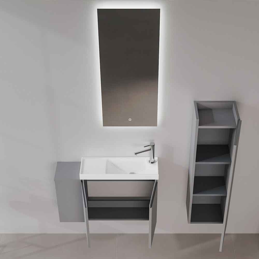 Ferla 800mm Wooden Wall Mounted Vanity Unit & Basin with 2 Doors in Matte Grey