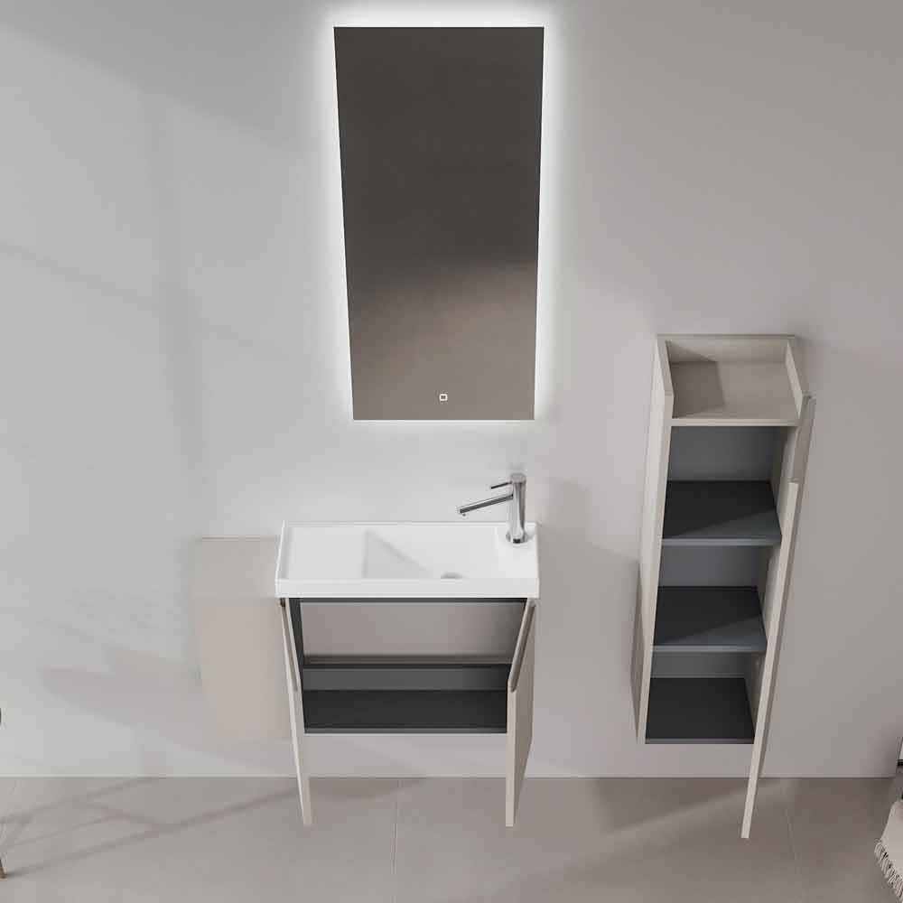 Ferla 800mm Wooden Wall Mounted Vanity Unit & Basin with 2 Doors in Matte Mink