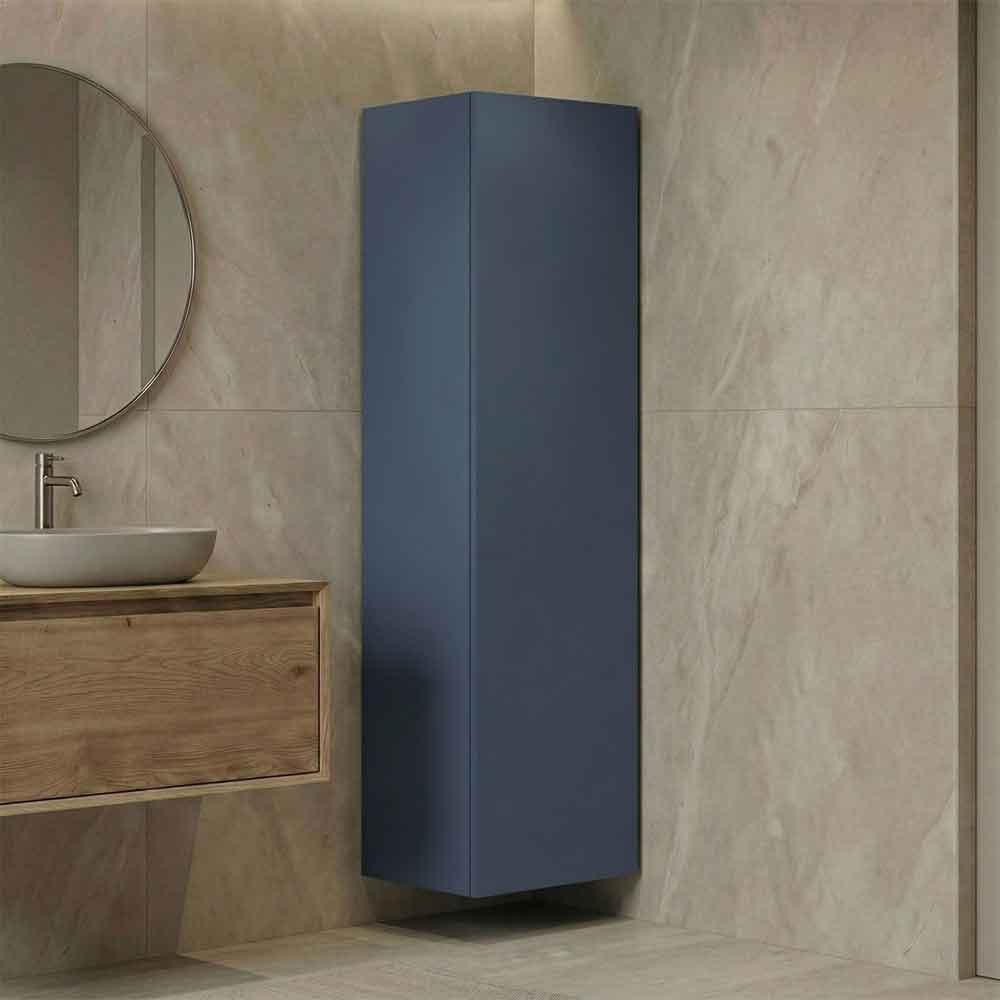 Ferla Tall Wooden Bathroom Storage Cabinet in Petrol Blue
