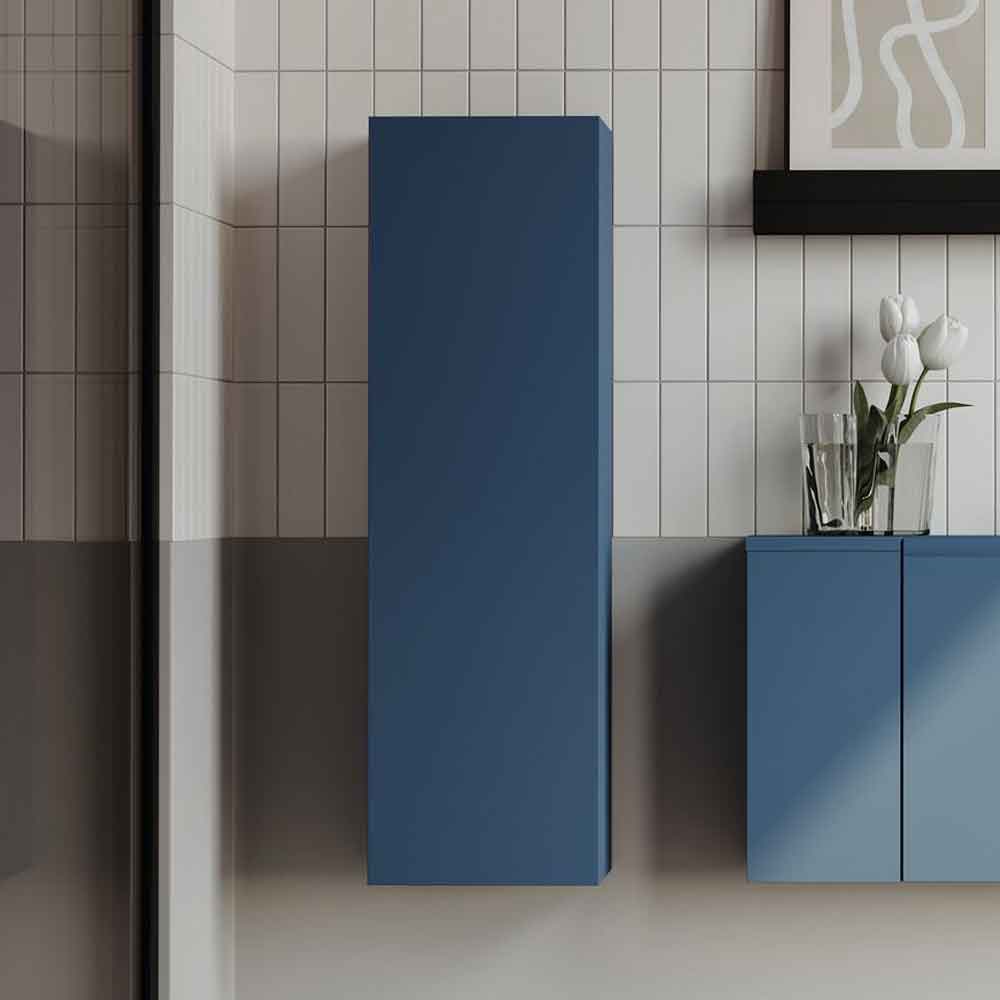 Ferla Tall Wooden Bathroom Storage Cabinet in Petrol Blue