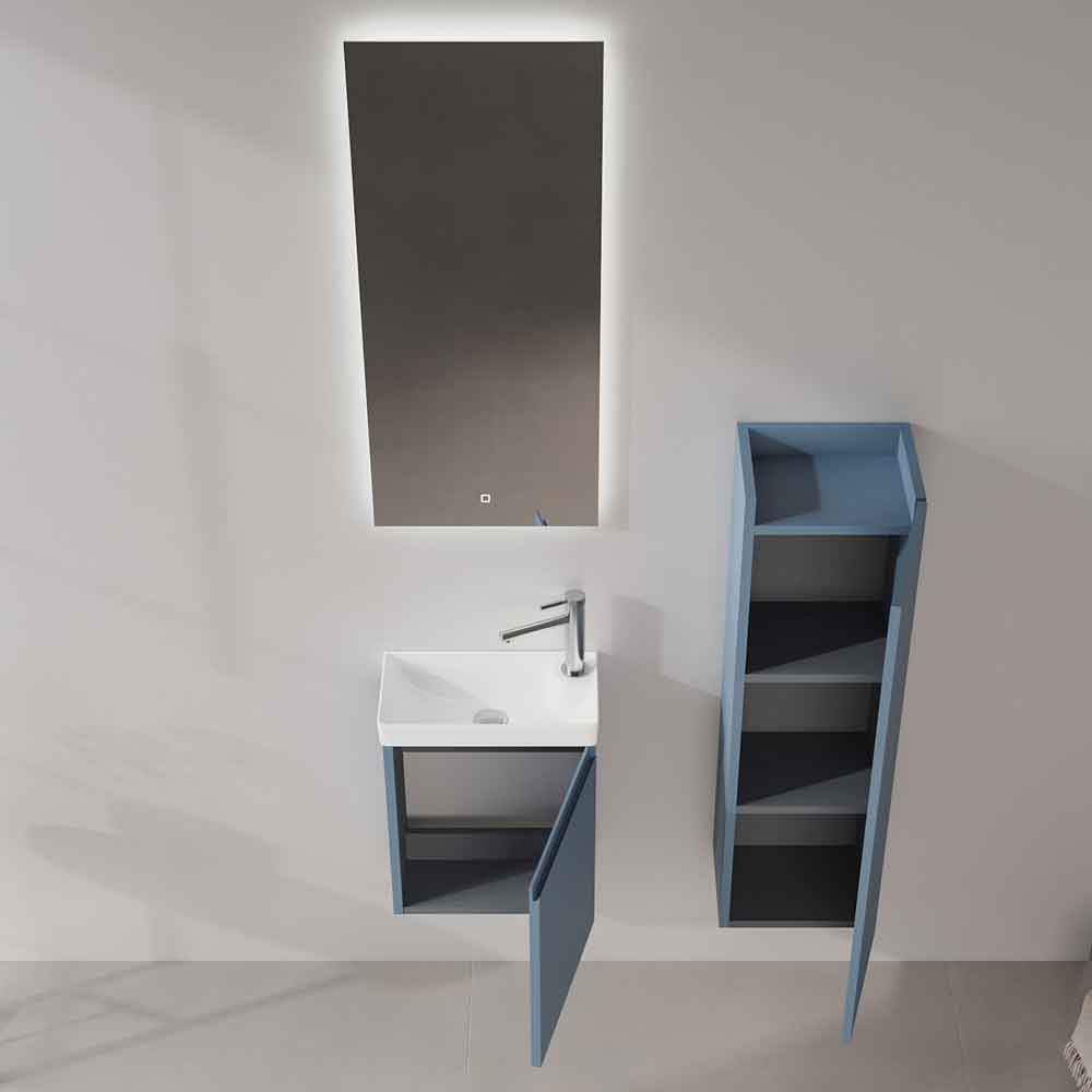 Ferla Wooden Bathroom Furniture Set with 1 Door in Matte Blue