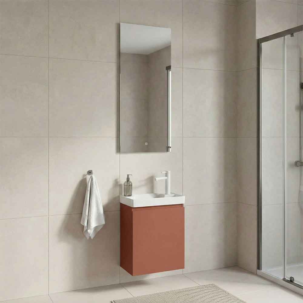 Ferla Wooden Bathroom Furniture Set with 1 Door in Matte Cinnamon