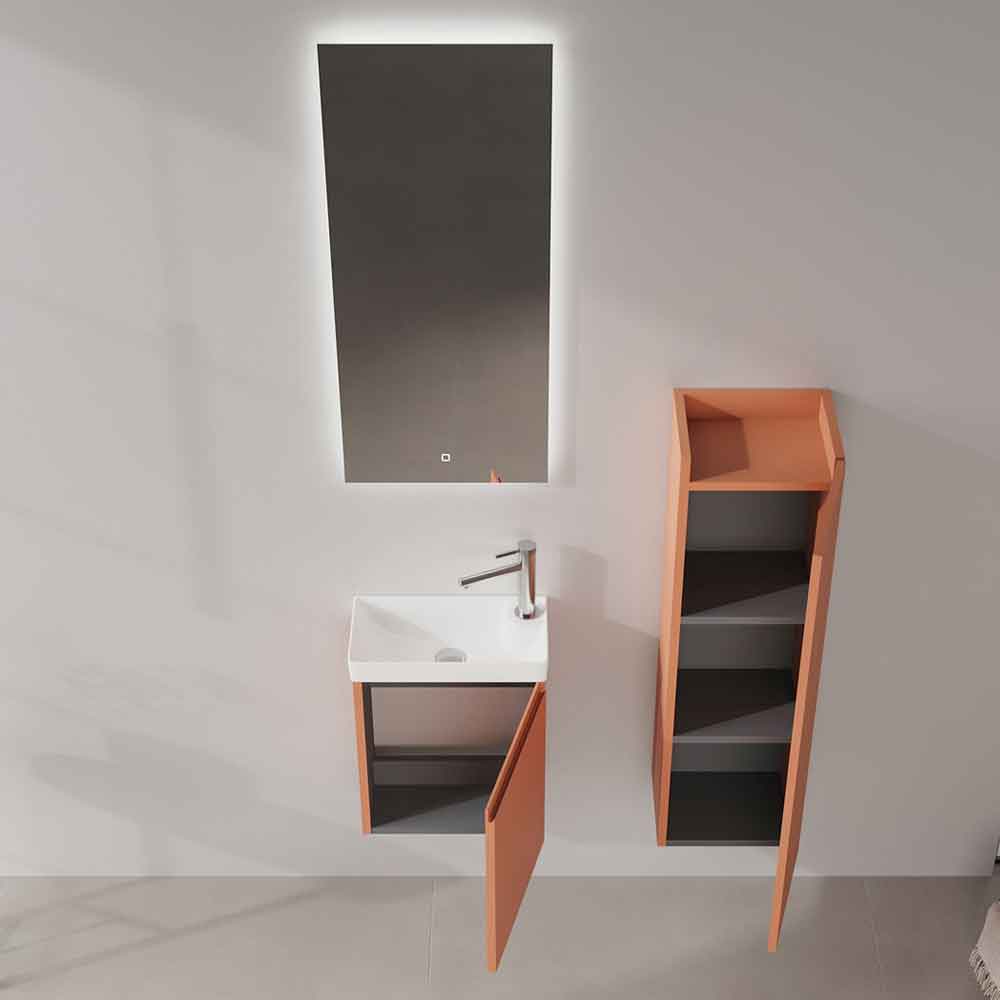 Ferla Wooden Bathroom Furniture Set with 1 Door in Matte Cinnamon