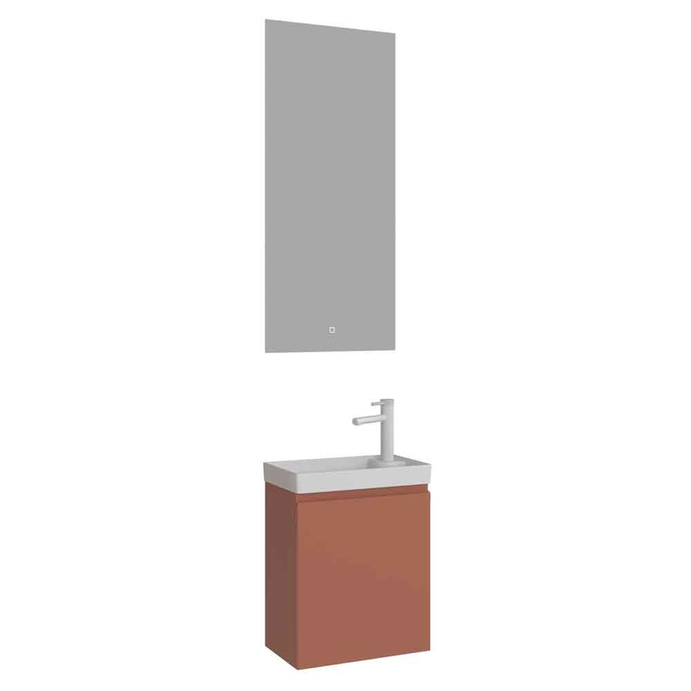 Ferla Wooden Bathroom Furniture Set with 1 Door in Matte Cinnamon