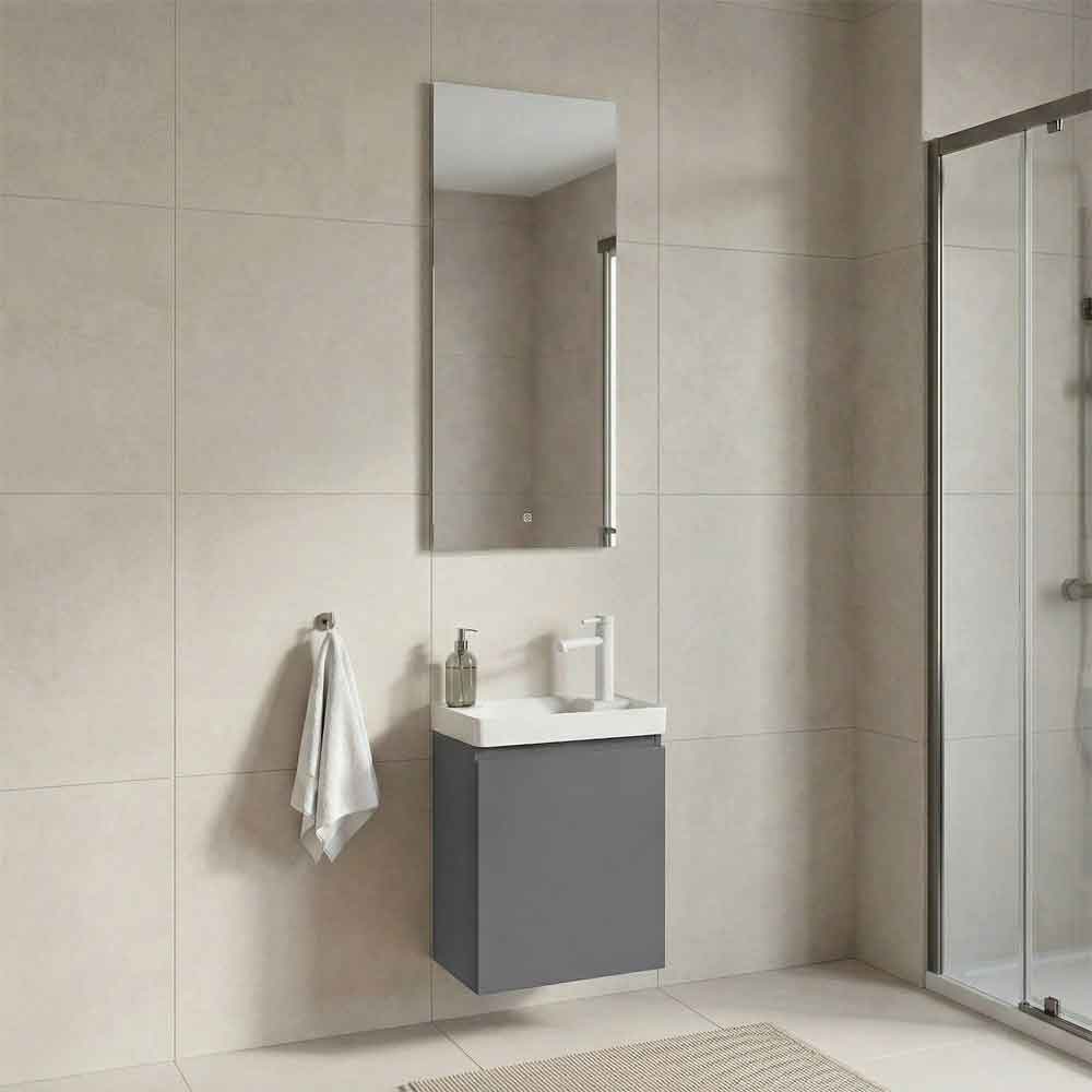 Ferla Wooden Bathroom Furniture Set with 1 Door in Matte Grey