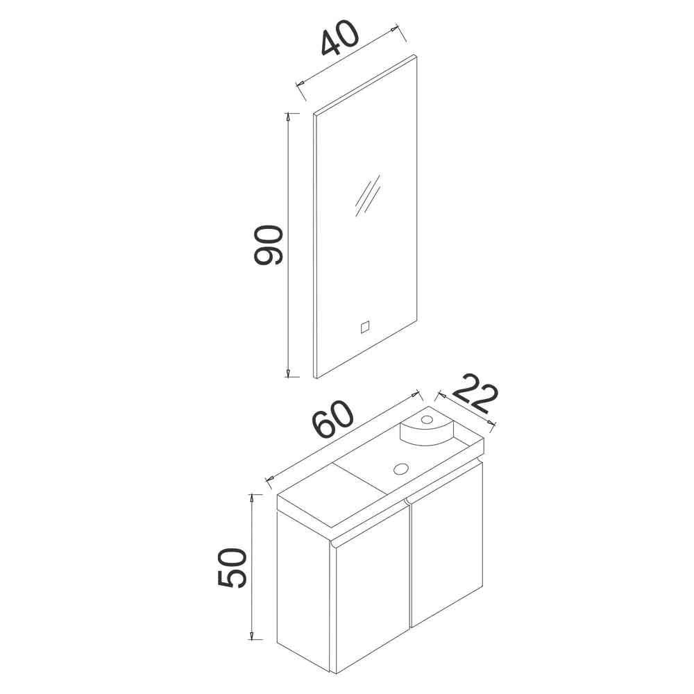 Ferla Wooden Bathroom Furniture Set with 2 Doors in Matte Cashmere