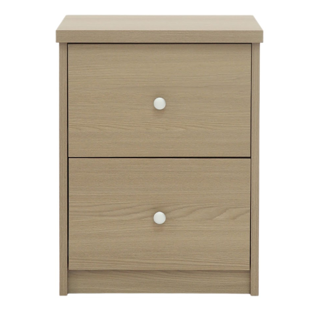 Ferlano Wooden Bedside Cabinet with 2 Drawers in Oak