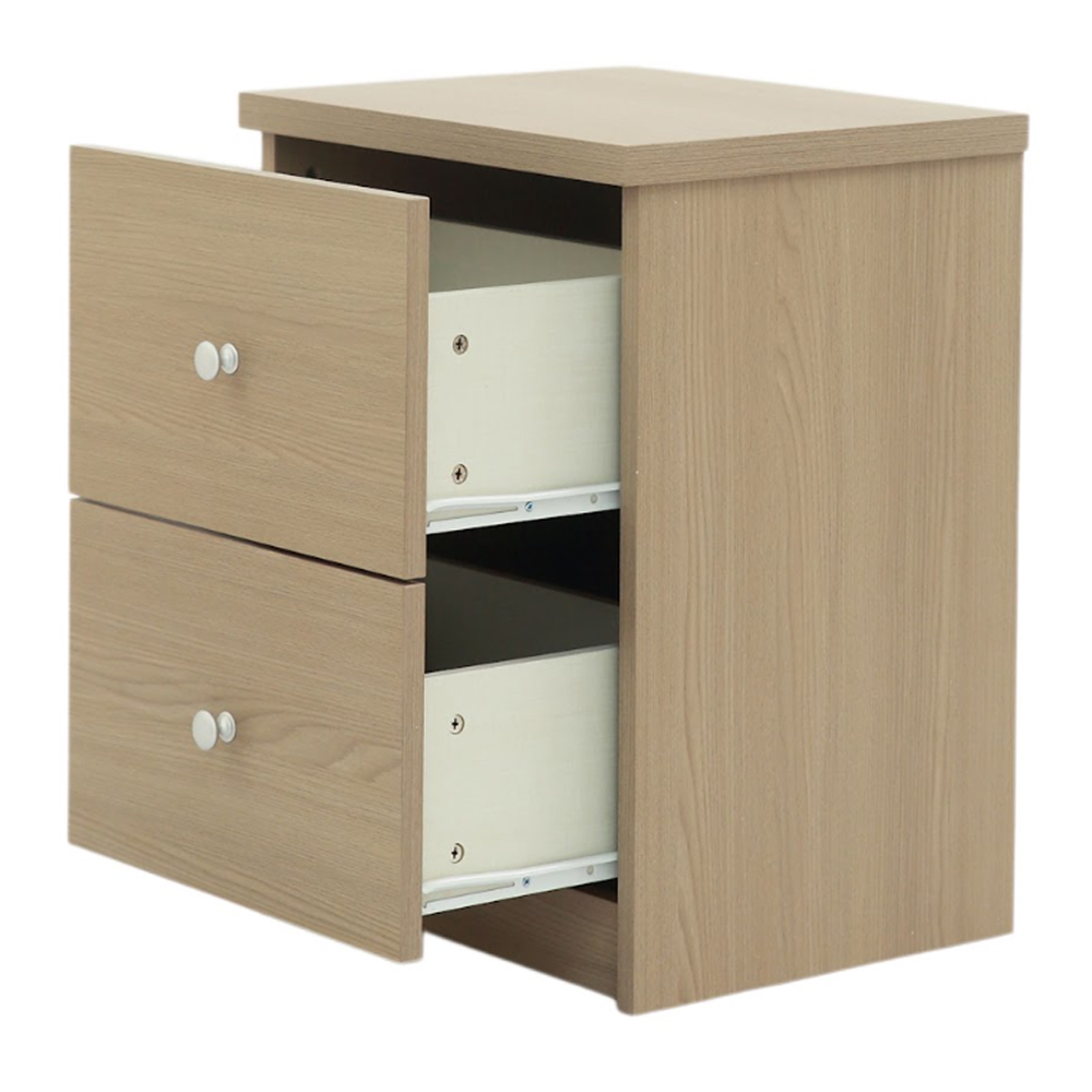 Ferlano Wooden Bedside Cabinet with 2 Drawers in Oak