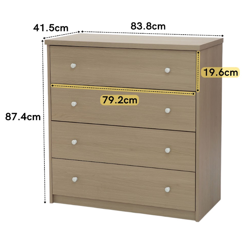 Ferlano Wooden Chest Of 4 Drawers in Oak