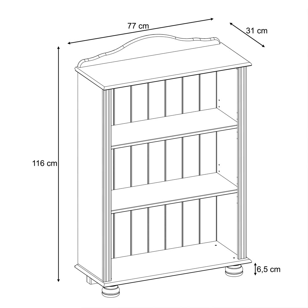 Ferlune Wooden Bookcase with 2 Shelves in White