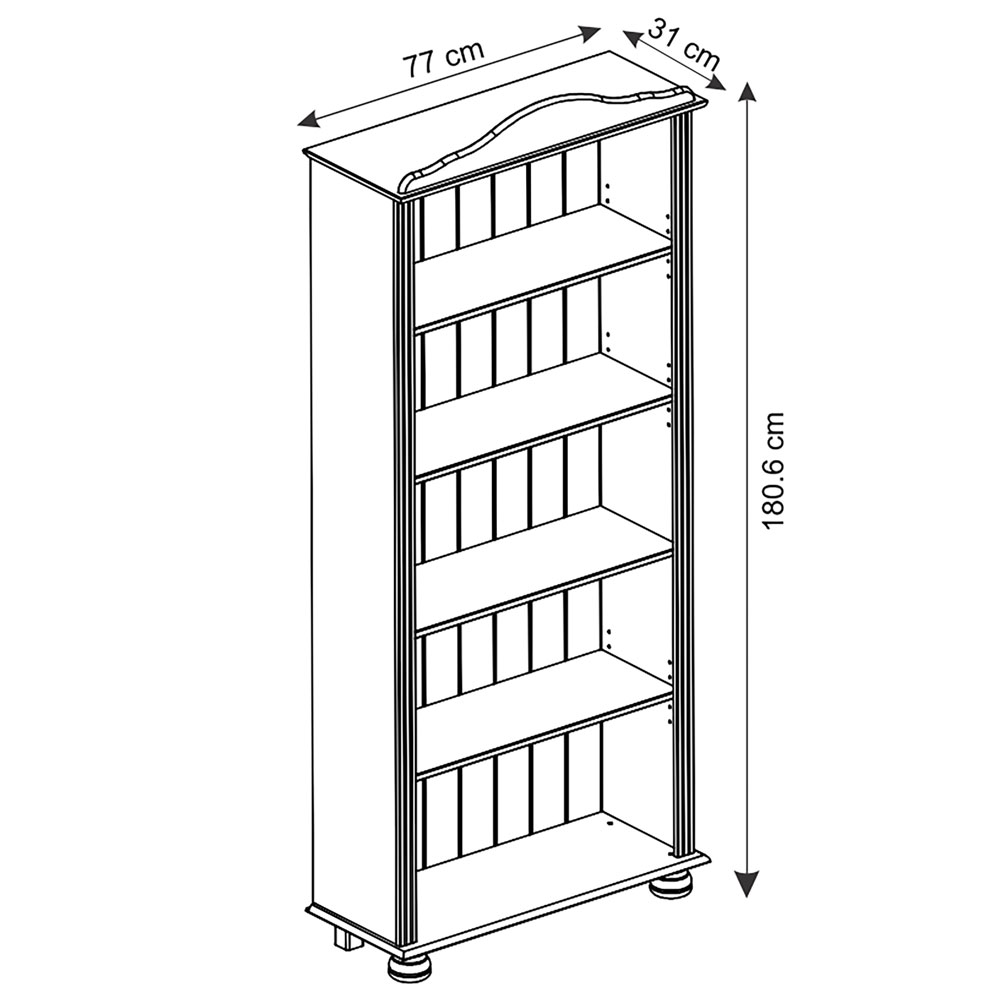 Ferlune Wooden Bookcase with 4 Shelves in Brown