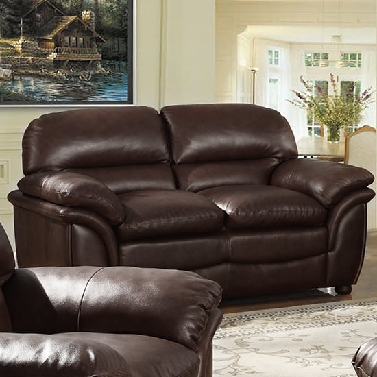 Fernando Full Bonded Leather 2 Seater Sofa In Brown Fif Fernando Full Bonded Leather 2 Seater, Simmons Leather Sofa