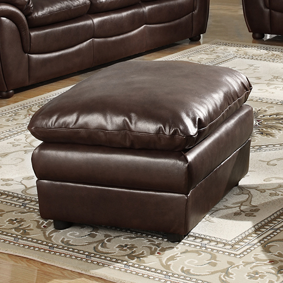 Fernando Full Bonded Leather Sofa Stool In Brown Fernando Full Bonded Leather Sofa Stool In Brown