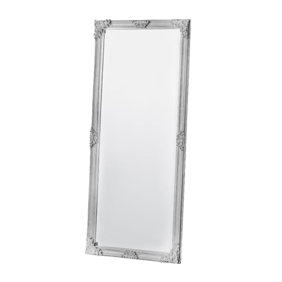 Product photograph of Ferndale Bevelled Leaner Floor Mirror In Antique White from Furniture in Fashion
