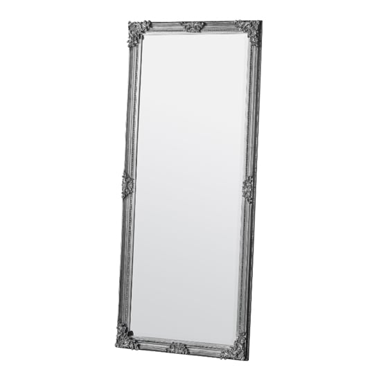 Product photograph of Ferndale Bevelled Leaner Floor Mirror In Silver from Furniture in Fashion