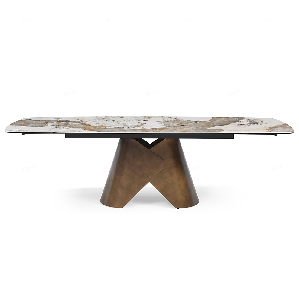 Ferndale Ceramic Marble Extending Dining Table In Matt White