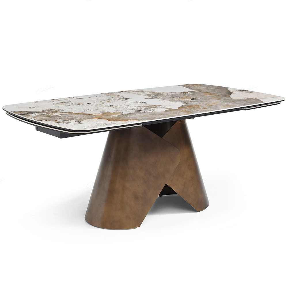 Ferndale Ceramic Marble Extending Dining Table In Matt White
