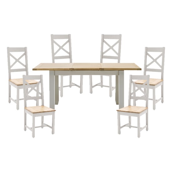 Freda Large Extending Dining Table With 6 Cross Back Chairs Furniture