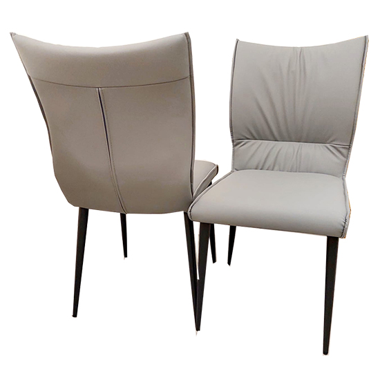 Product photograph of Ferndale Grey Faux Leather Dining Chairs In Pair from Furniture in Fashion