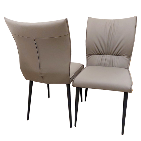 Product photograph of Ferndale Khaki Faux Leather Dining Chairs In Pair from Furniture in Fashion