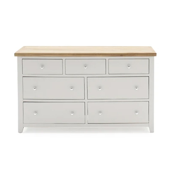Ferndale Large Wooden Chest Of Drawers In Grey With Oak Top FiF