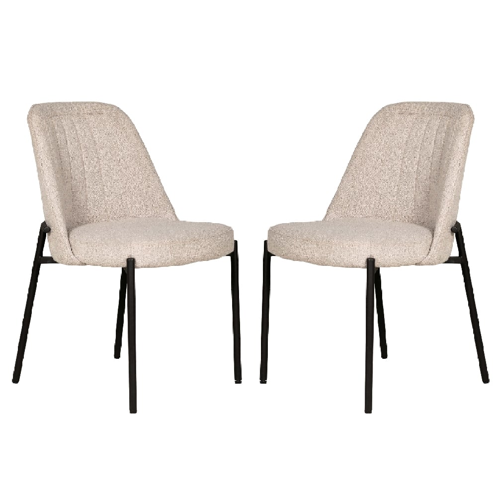 Read more about Ferndale natural fabric dining chairs with black legs in pair