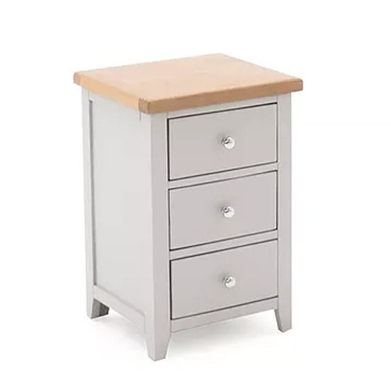 Ferndale Wooden Bedside In Grey With Oak Top Furniture in Fashion