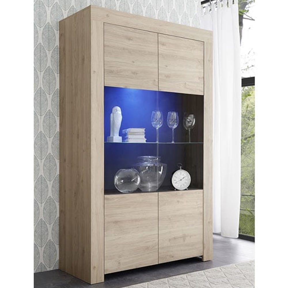 Read more about Ferndale wooden display cabinet with 2 doors in cadiz oak and led